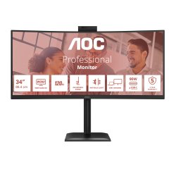 AOC E4 CU34E4CW computer monitor 86.4 cm (34") 3440 x 1440 pixels UltraWide Quad HD LED Black