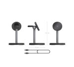 AISENS Cargador Inalambrico USB-C 4 en 1 De 15W Para Movil, Apple Watch, Auriculares Con Estuche De Carga, Negro