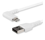 StarTech.com Câble USB-A vers Lightning Blanc Robuste 2m Coudé à 90° - Câble de Charge/Synchronisation USB Type A vers Lightning en Fibre Aramide Robuste et Résistante - Certifié Apple MFi - iPhone