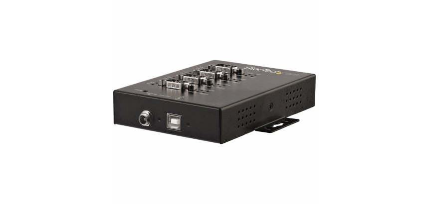 StarTech.com Hub Série 4 Ports USB vers RS232/RS485/RS422 - Convertisseur Industriel USB 2.0 vers DB9 - IP30 - Hub Série Métallique Montable sur Rail DIN - Protection ESD 15kV