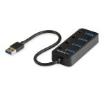 StarTech.com Hub USB 3.0 4 Ports -USB-A vers 4x USB 3.0 Type-A avec 1x Interrupteur On/Off par Port- SuperSpeed USB 3.2 Gen 1 (5Gbps) - Alimenté par Bus - Portable - Câble 25 cm
