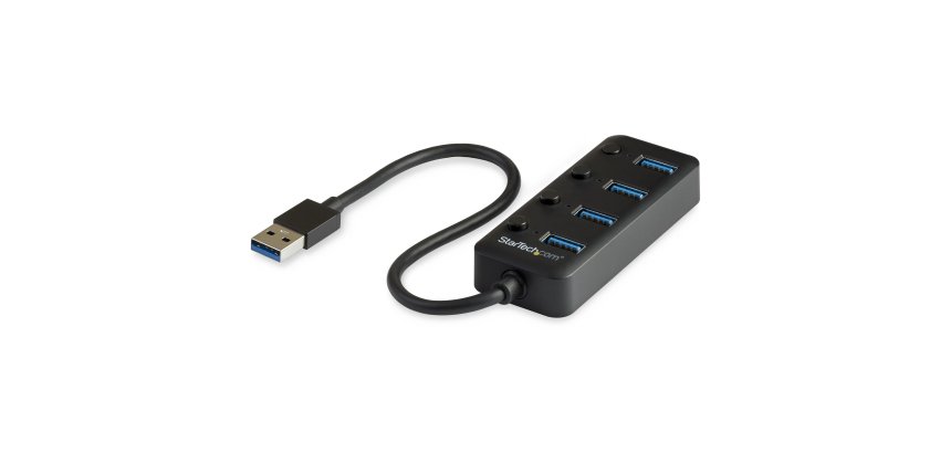 StarTech.com Hub USB 3.0 4 Ports -USB-A vers 4x USB 3.0 Type-A avec 1x Interrupteur On/Off par Port- SuperSpeed USB 3.2 Gen 1 (5Gbps) - Alimenté par Bus - Portable - Câble 25 cm