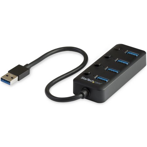 Hub Ladrón 4 Puertos USB 3.0 Tipo A con Interruptores Individuales de Encendido/Apagado 