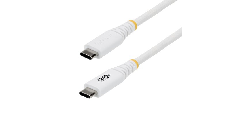 StarTech.com 2m USB-C Aufladekabel, Langlebig und Ultra-flexibel, PD EPR 240W (5A), USB 2.0 Aufladekabel für Laptop, USB-IF Zertifiziert, Robustes USB-C Aufladekabel - Weiß