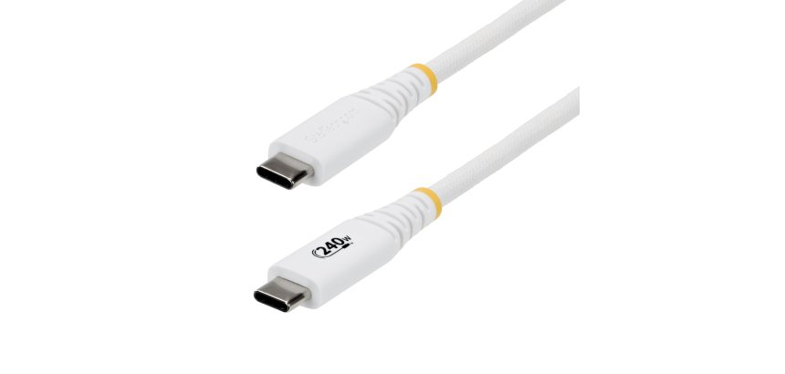 StarTech.com 2m USB-C Charging Cable, Durable and Ultra-Flexible, PD EPR 240W (5A), USB 2.0 Charging Cable for Laptop, USB-IF Certified, Robust USB-C Charging Cable - White