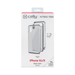 Celly Attraction - iPhone Xs/X custodia per cellulare 14,7 cm (5.8") Cover Argento, Trasparente