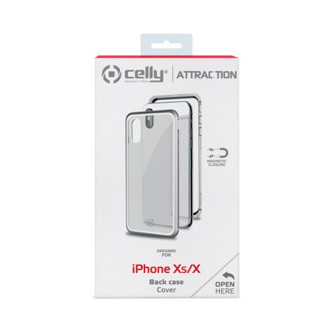 Celly Attraction - iPhone Xs/X custodia per cellulare 14,7 cm (5.8") Cover Argento, Trasparente
