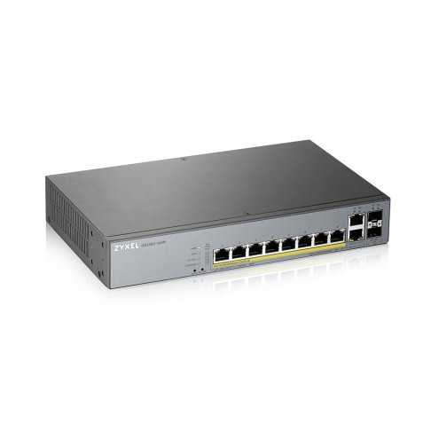 Zyxel GS1350-12HP-EU0101F commutateur réseau Géré L2 Gigabit Ethernet (10/100/1000) Connexion Ethernet, supportant l'alimentation via ce port (PoE) Gris