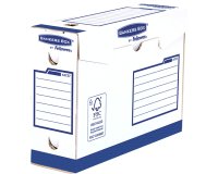 Boite archives bankers box heavy duty dos 10 cm carton coloris blanc bleu montage manuel