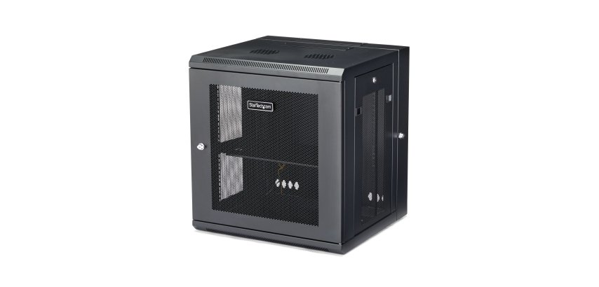 StarTech.com Armadio Rack 19" 12U a Muro - Server Rack 19 pollici a 4 montanti con cerniere - Rack Dati Ventilato con Ripiano 1U e Pannelli Laterali Rimovibili per apparecchiature dati/AV/elettroniche/informatiche
