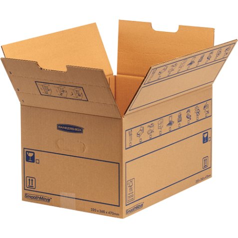 Caisse déménagement Smoothmove C-FLUTE Standard 39L carton ondulé très résistant 100% recyclable