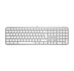 Logitech Master MX Keys S for Mac clavier Bureau RF sans fil + Bluetooth AZERTY Français Aluminium, Blanc