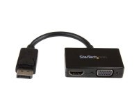 StarTech.com Adaptateur audio / vidéo de voyage - Convertisseur 2-en-1 DisplayPort vers HDMI ou VGA - Noir