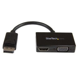 StarTech.com Adaptateur audio / vidéo de voyage - Convertisseur 2-en-1 DisplayPort vers HDMI ou VGA - Noir