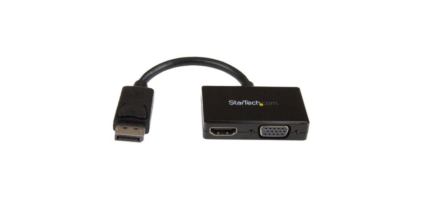 StarTech.com Adaptateur audio / vidéo de voyage - Convertisseur 2-en-1 DisplayPort vers HDMI ou VGA - Noir