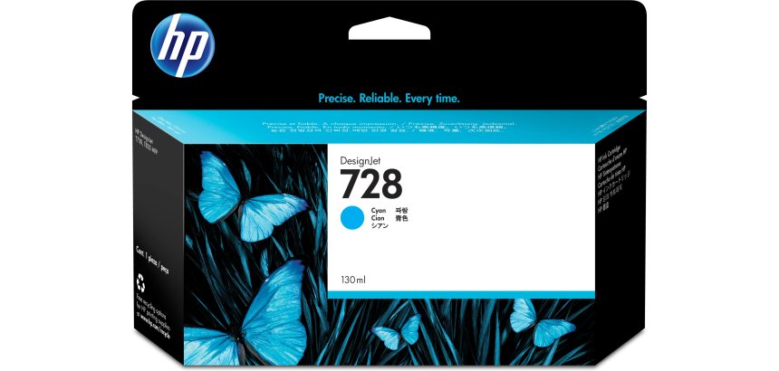 Cartouche d'encre HP 728 designjet originale - encre à colorants 130 ml - couleurs séparées