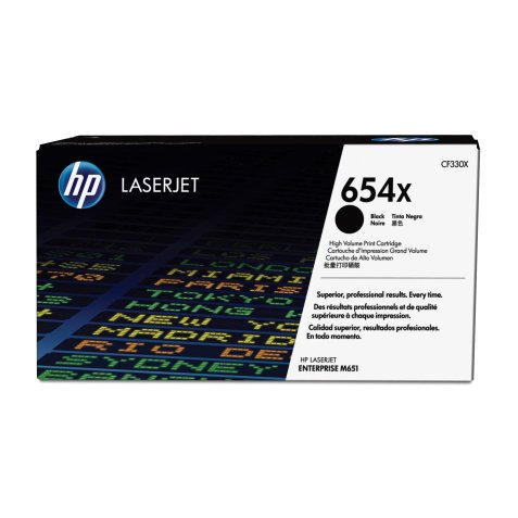 HP 654X toner noir grande capacité LaserJet authentique avec toner ColorSphere