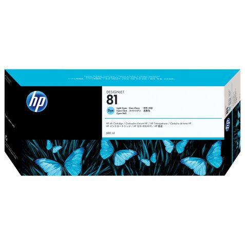 HP 81 cartouche d'encre teintée DesignJet cyan clair, 680 ml