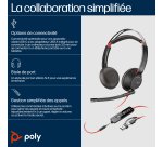 HP Poly Micro-casque stéréo USB-C Poly Blackwire 5220 + prise 3,5 mm + adaptateur USB-C/A (lot)
