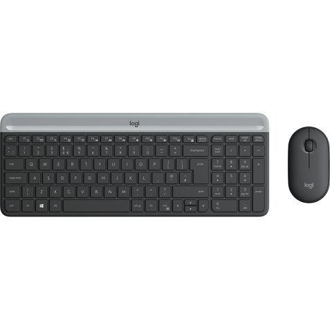 Logitech Slim Wireless Combo MK470 - keyboard and mouse set - AZERTY - Belgium - graphite