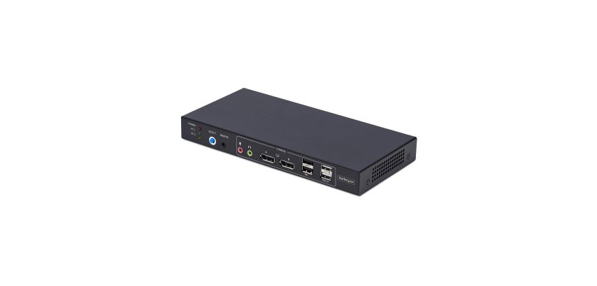 StarTech.com Switch KVM DisplayPort 2 Ports avec Matrice Vidéo Double Vue, 4K 60Hz, Hub 4x Ports USB, Commutateur KVM, Commutation par Touche de Raccourci, Matrice KVM DP 1.2, Conforme TAA