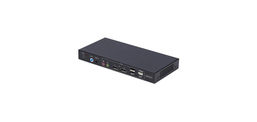 StarTech.com Switch KVM DisplayPort 2 Ports avec Matrice Vidéo Double Vue, 4K 60Hz, Hub 4x Ports USB, Commutateur KVM, Commutation par Touche de Raccourci, Matrice KVM DP 1.2, Conforme TAA