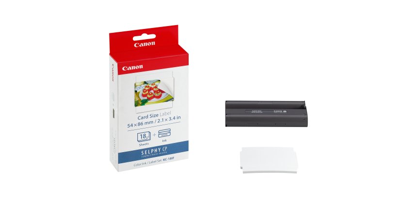 Canon Jeu d'encre couleur et de papier autocollant au format 54 x 86 mm KC-18IF, 18 feuilles