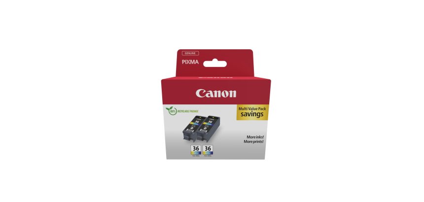 Pack de 2 cartouches d'encre couleur Canon CLI-36 Cyan Magenta Jaune