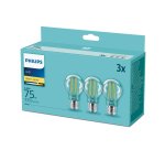 Philips Lampadina trasparente a filamento 75 W A60 E27 x3