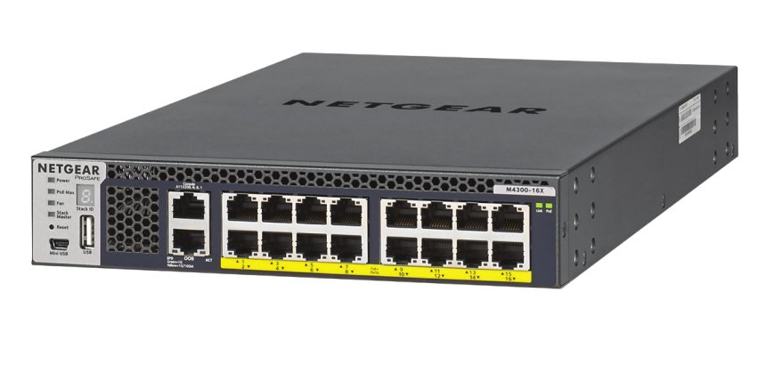 NETGEAR M4300-16X Géré L3 10G Ethernet (100/1000/10000) Connexion Ethernet, supportant l'alimentation via ce port (PoE) 1U Noir