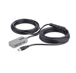 StarTech.com Hub Extensor USB - Cable USB 3.0 de 10m con Hub USB-A de 4 Puertos - Repetidor USB Activo Alimentado por el Bus - con Fuente de 20W - con Protección ESD Nivel 2