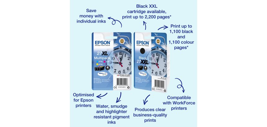 Epson Alarm clock Multipack 3-colour 27 DURABrite Ultra Ink