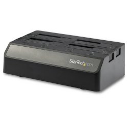 StarTech.com Station d'Accueil pour 4 Disques Durs USB vers SATA, USB 10 Gbit/s, Station d'Accueil Externe pour SSD/HDD 2,5/3,5 pouces, SATA III, Remplacement à Chaud, Chargement par le Haut