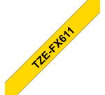 Brother TZE-FX611 ruban d'étiquette Noir sur jaune