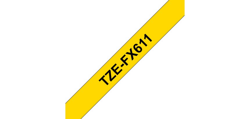 Brother TZE-FX611 Casete de cinta laminada original Negro sobre amarillo, 6 mm x 8 m