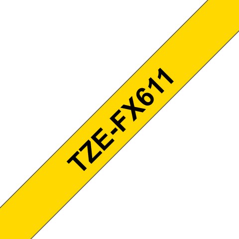 Brother TZE-FX611 Casete de cinta laminada original Negro sobre amarillo, 6 mm x 8 m