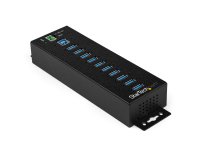 StarTech.com Hub Concentrador Ladrón USB de 10 Puertos con Adaptador de Corriente - con Protección contra Descargas de 350W - Hub Industrial USB 3.0 de Montaje en Pared Carril DIN o Mesa - USB 3.2 Gen 1 (5Gbps)