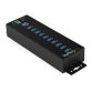 StarTech.com 10-Port USB 3.0 Hub with Power Adapter - Metal Industrial USB-A Hub with ESD & 350W Surge Protection - Din/Wall/Desk Mountable - High Speed USB 3.1 Gen 1 5Gbps Hub