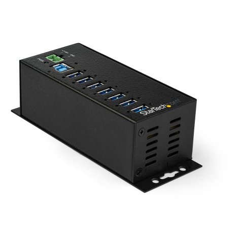 StarTech.com Hub Concentrador Ladrón USB de 7 Puertos con Adaptador de Corriente - con Protección ESD 350W - Hub Industrial USB 3.0 - de Pared Carril DIN o Mesa - Hub USB 3.2 Gen 1 de 5Gbps