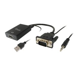 Equip 119038 cavo e adattatore video 0,2 m VGA (D-Sub) + 3.5mm DVI-D + USB Nero