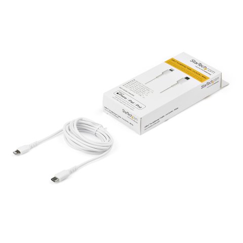 Cable USB-C a Lightning resistente de 2 m de StarTech.com, color blanco