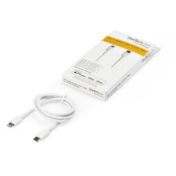 StarTech.com 1m USB C to Lightning Cable - Durable White USB Type C to Lightning Connector Fast Charge & Sync Charging Cord, Rugged w/Aramid