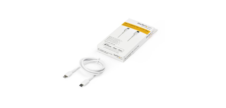 StarTech.com 1m strapazierfähiges weißes USB-C auf Lightning-Kabel - Hochbelastbare, robuste Aramidfaser - USB Typ-C auf Lightningkabel - La