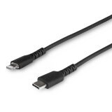 StarTech.com 1m strapazierfähiges schwarzes USB-C auf Lightning-Kabel - Hochbelastbare, robuste Aramidfaser - USB Typ-C auf Lightningkabel - Lade-/Synchronisationskabel - Apple MFi-zertifiziert iPad/iPhone 12