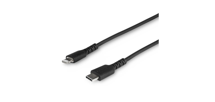 StarTech.com Câble USB-C vers Lightning Noir Robuste 1m - Câble de Charge/Synchronistation USB Type C vers Lightning Fibre Aramide - iPad/iPhone 12 Certifié Apple MFi