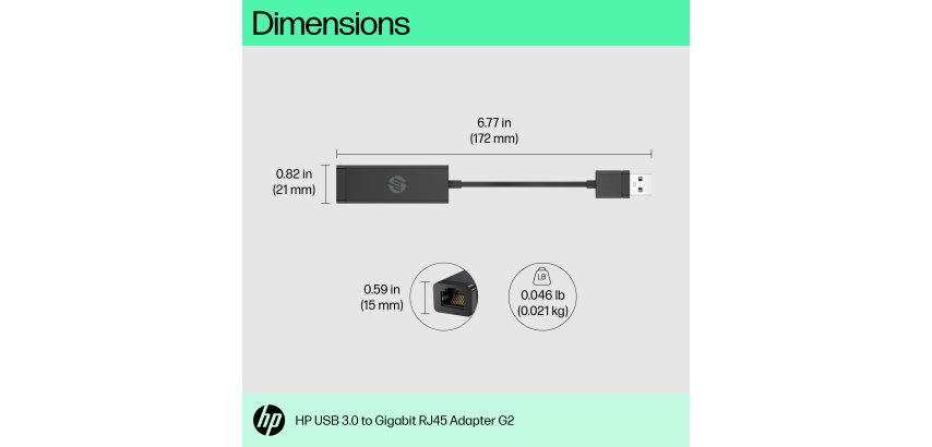 HP USB 3.0 to Gigabit RJ45 Adapter G2
