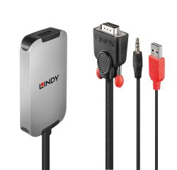 Lindy 38296 adaptador de cable de vídeo Negro, Blanco