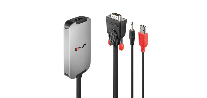 Lindy 38296 adaptador de cable de vídeo Negro, Blanco