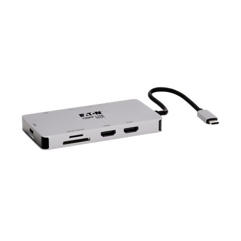 Tripp Lite U442-DOCK8G-GG station d'accueil Avec fil USB 3.2 Gen 1 (3.1 Gen 1) Type-C Noir, Gris