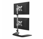 StarTech.com Verticale Dual Monitorsteun, Ergonomisch Bureaustandaard voor Verticaal Gestapelde Schermen, Vrijstaande Universele Monitorbeugel, In Hoogte Verstelbaar - Voor maximaal twee 27" of 34" Ultrawide (8kg) VESA Gemonteerde Schermen